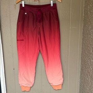 Limited Edition Zamora Figs Sunrise/Sunset Red and Orange Ombre Scrub Bottoms